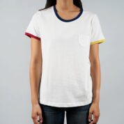 T-shirt blanc- bordures colorées