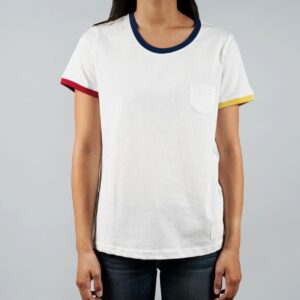 T-shirt blanc- bordures colorées