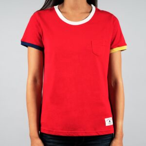 T-shirt rouge – bordures colorées T-shirt rouge - bordures colorées
