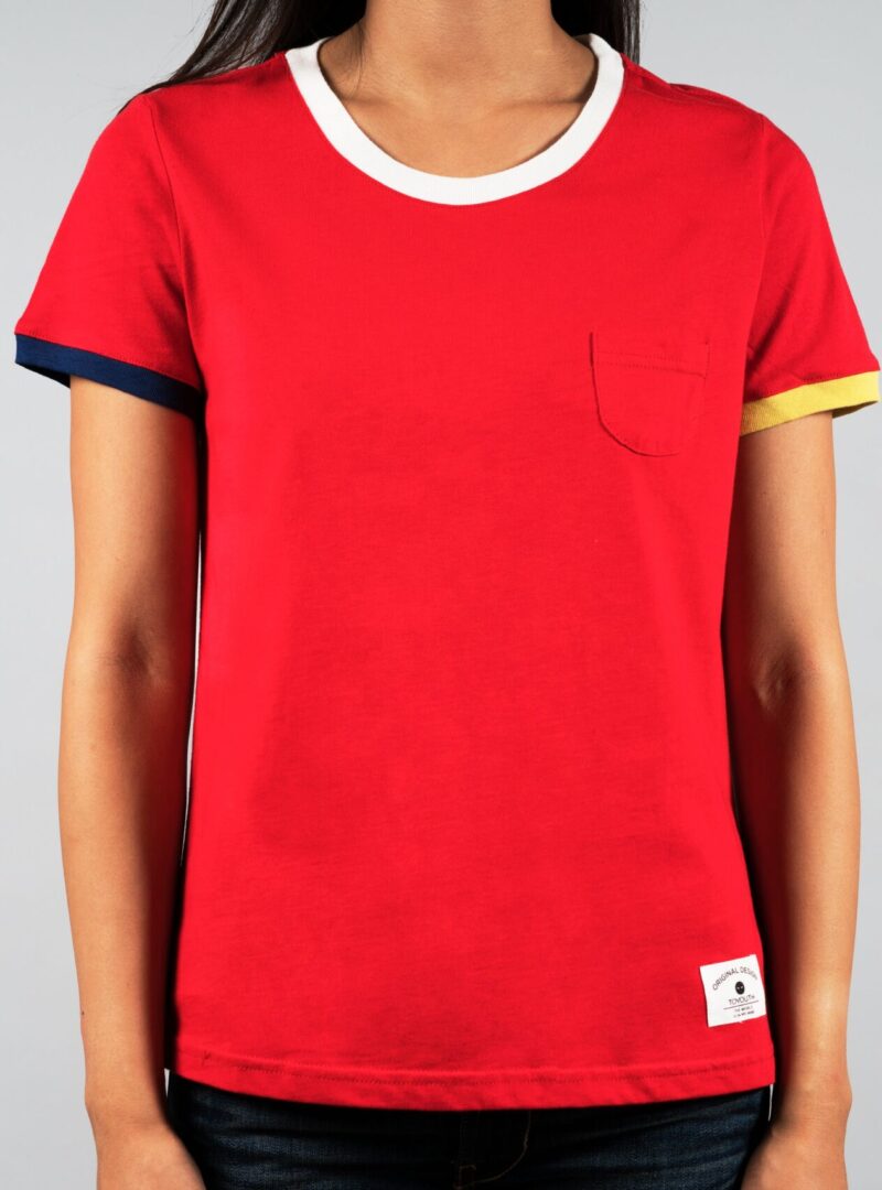 T-shirt rouge - bordures colorées T-shirt rouge - bordures colorées